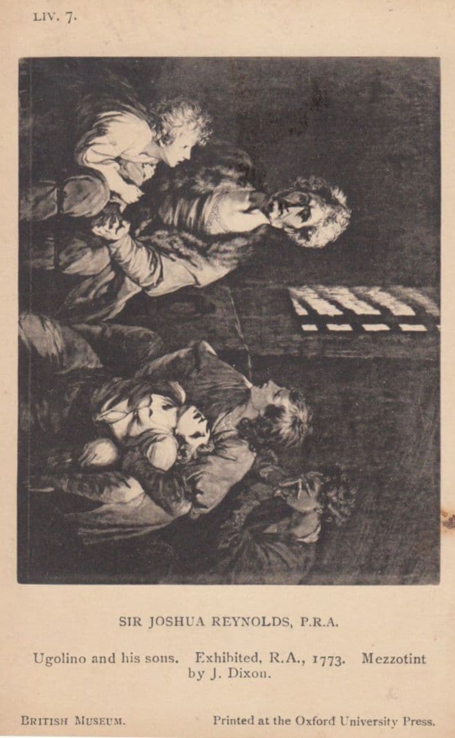 Joshua Reynolds Ugolino & His Sons Dixon Painting British Museum Old Postcard