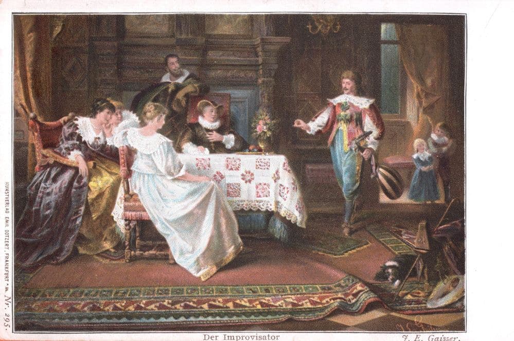 JR Gaisser The Improvisator German Antique Painting Postcard