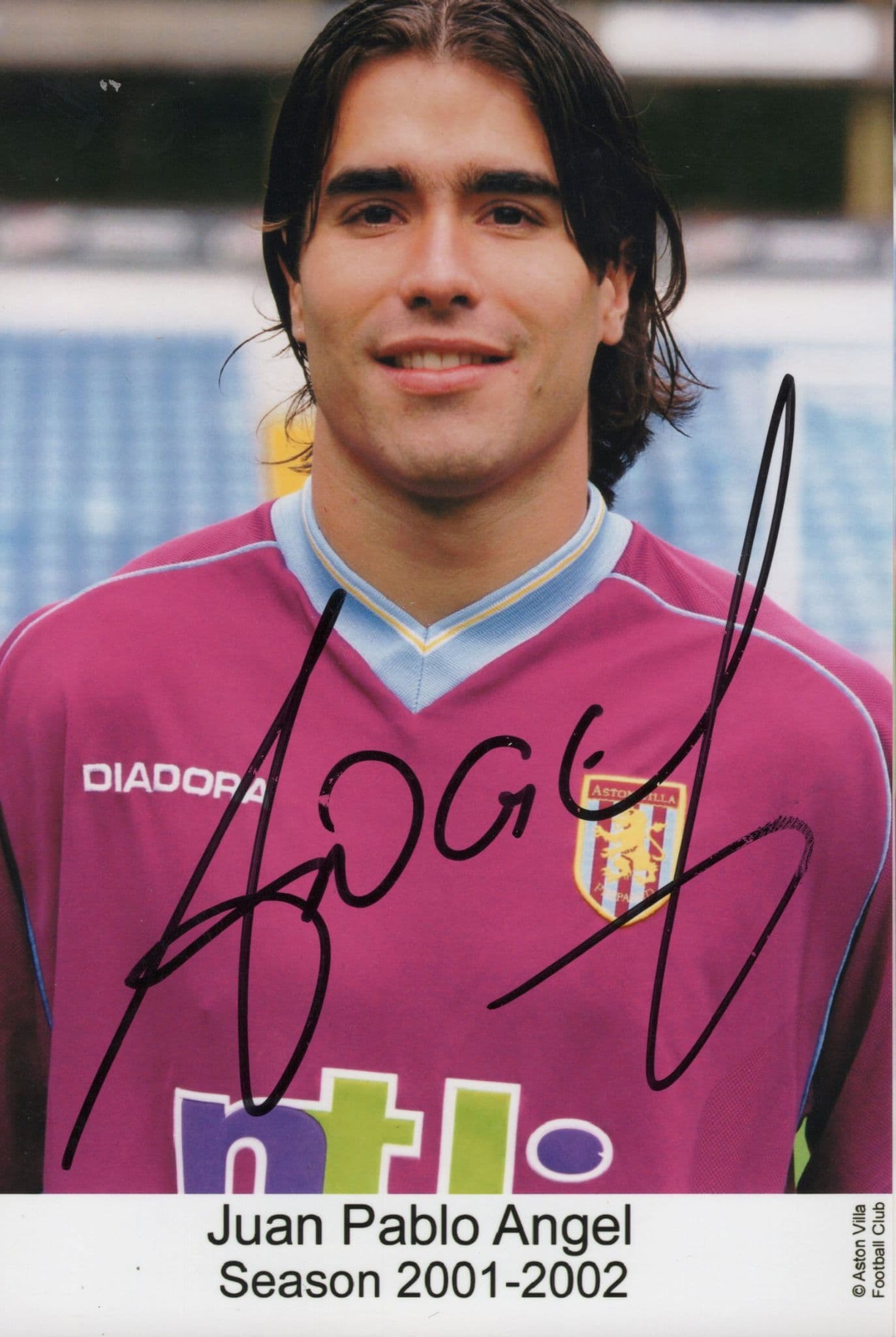 Juan Pablo Angel West Ham FC Rare 2001 2002 Season Hand Signed Photo
