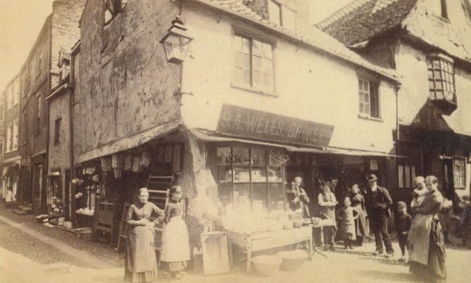 Jubbergate Staff Outside Antique Brokers Shop Yorkshire Large Postcard