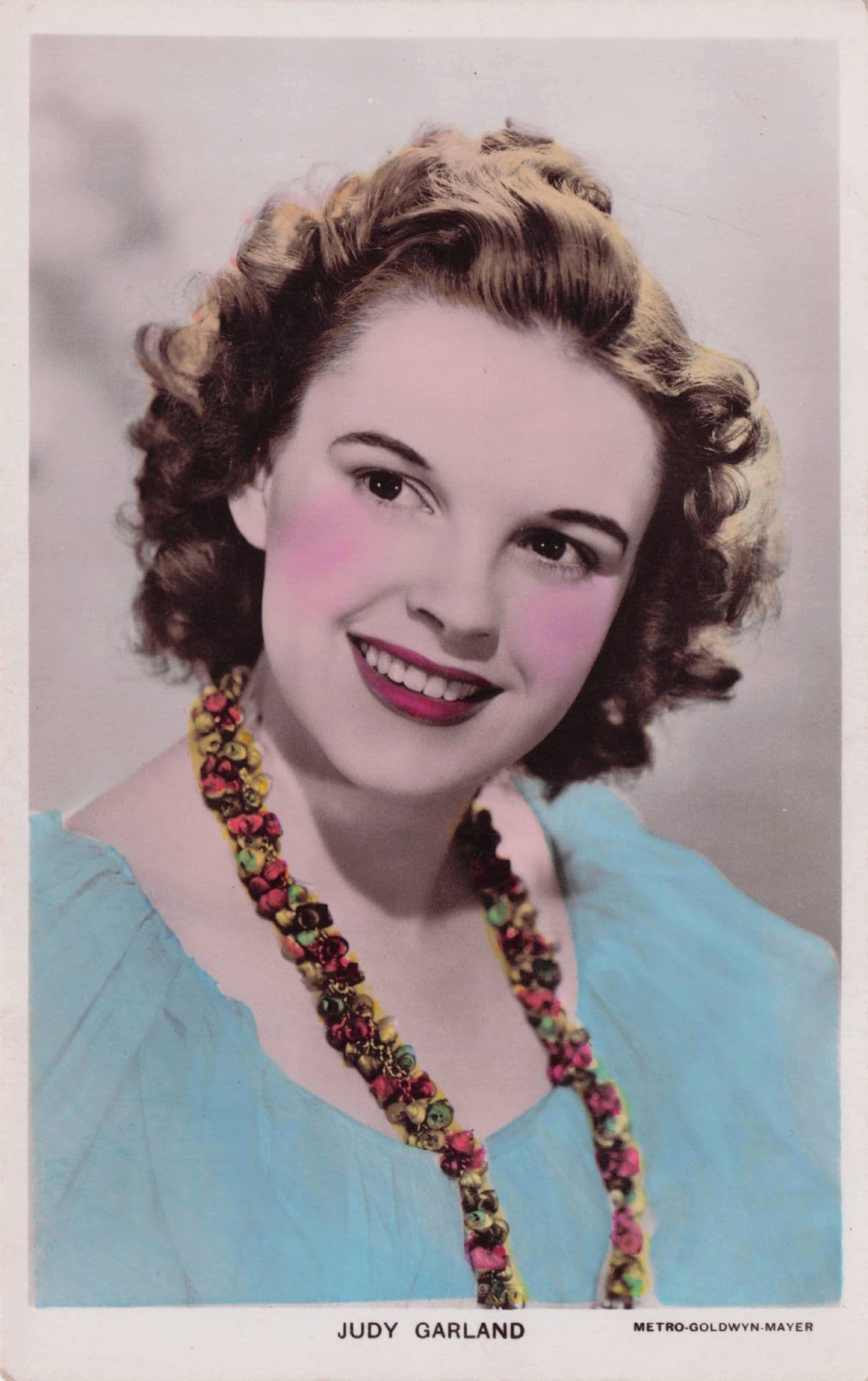 Judy Garland Film Star RARE Hand Coloured Old RPC Postcard