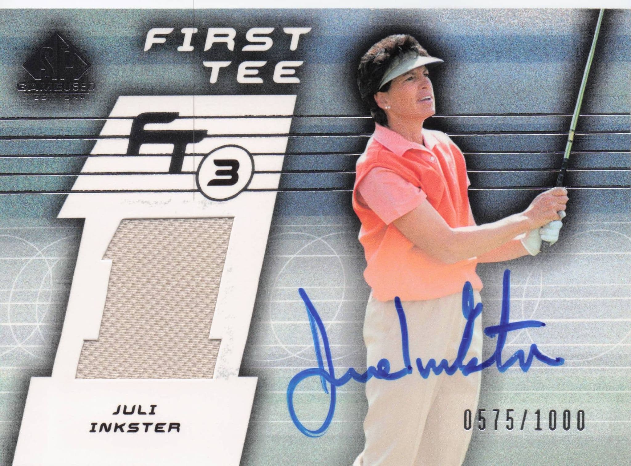 Juli Inkster First Tee SP 2003 Golf Hand Signed Worn PGA Shirt Card