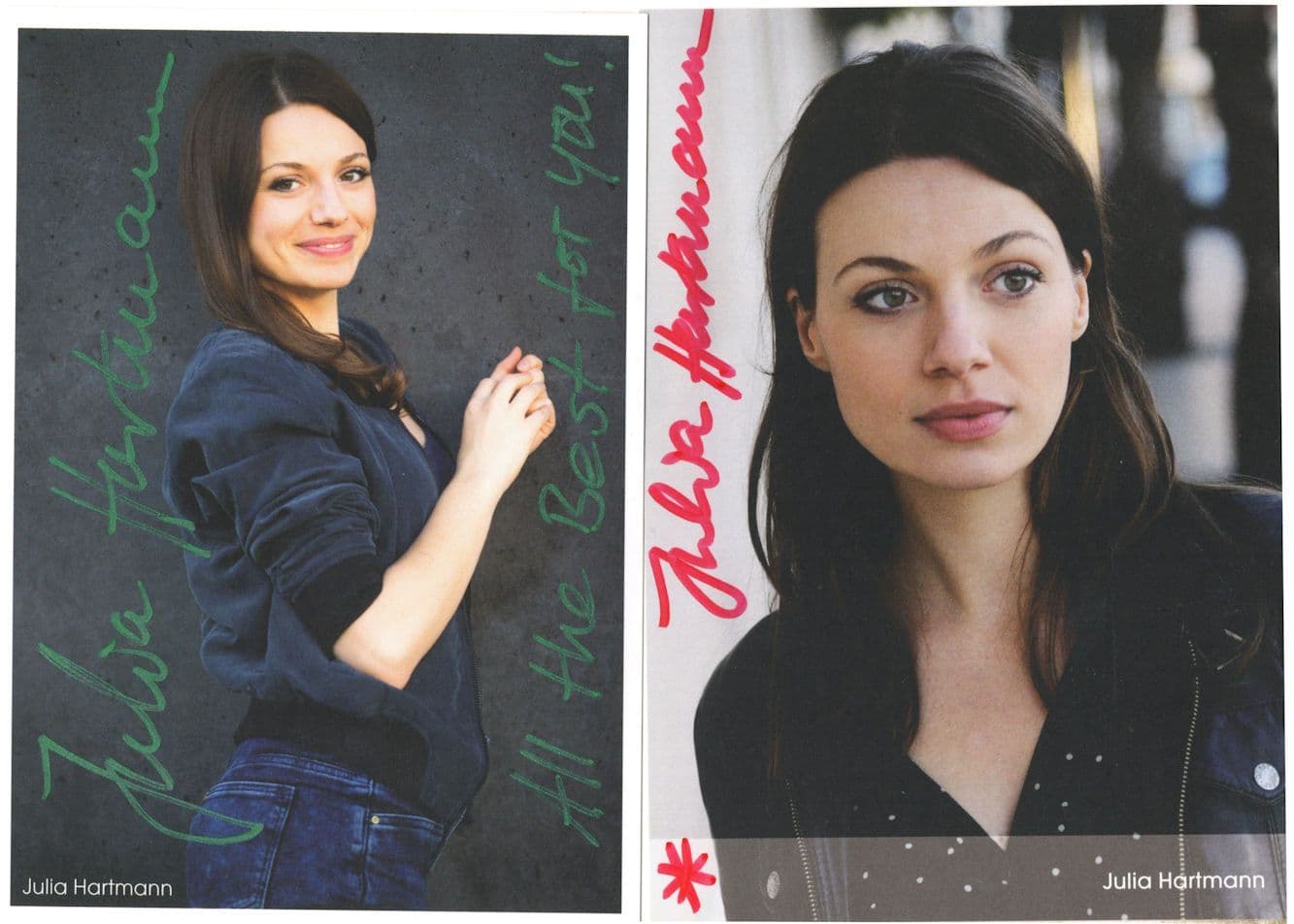 Julia Hartmann German Actress Frauenherzen Tatort 2x Hand Signed Photo