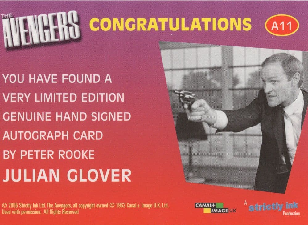 Julian Glover The Avengers Autograph Hand Signed Photo Card