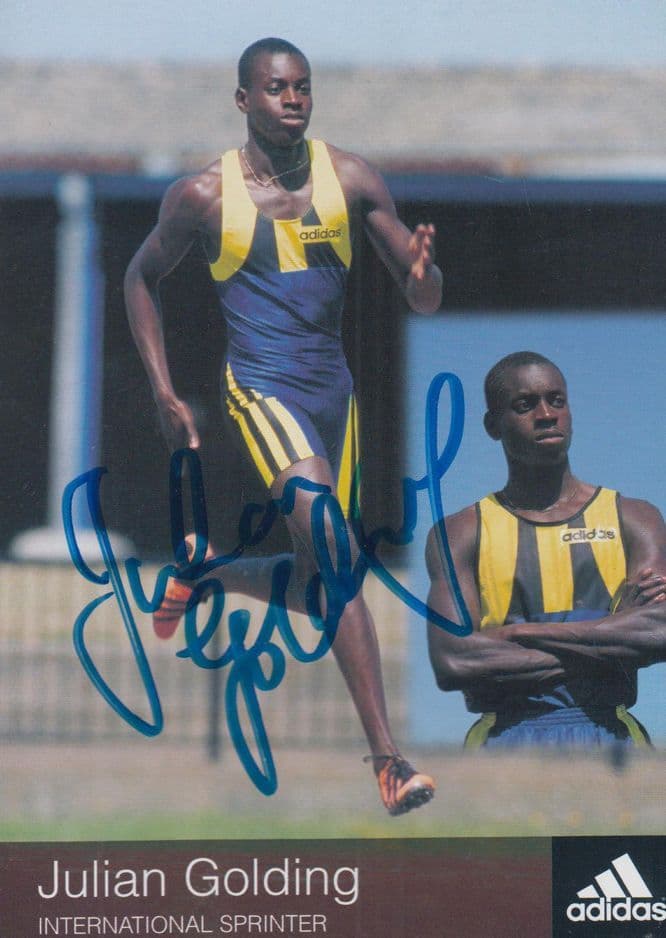 Julian Golding British Champion One Of Fastest Ever Athlete Hand Signed Photo
