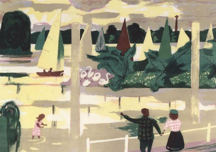 Julian Trevelyan Thames Regatta 1951 London Gallery Painting Postcard