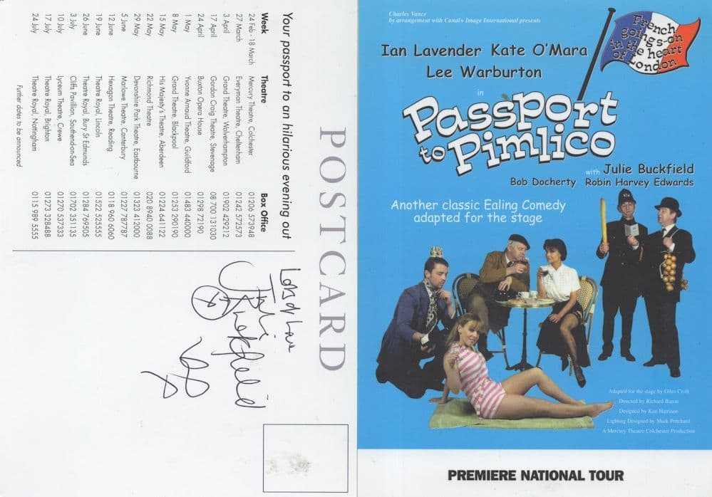 Julie Buckfield Hollyoaks Hand Signed Theatre Premiere Card