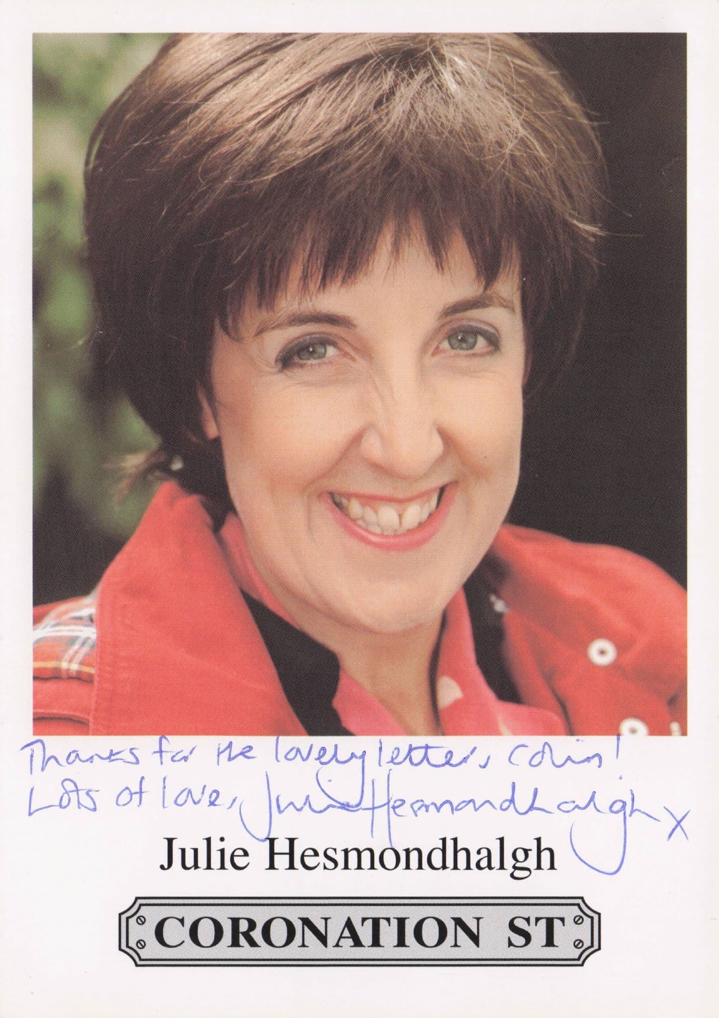 Julie Hesmondhlagh Coronation Street Hand Signed Cast Card Photo