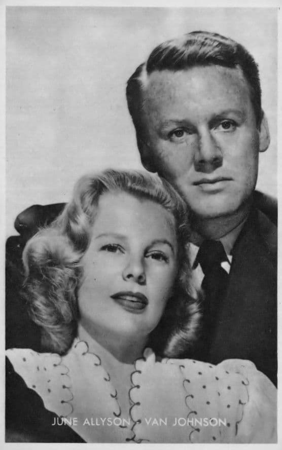 June Allyson Van Johnson Rare Kwatta Belgium Postcard Size Film Photo