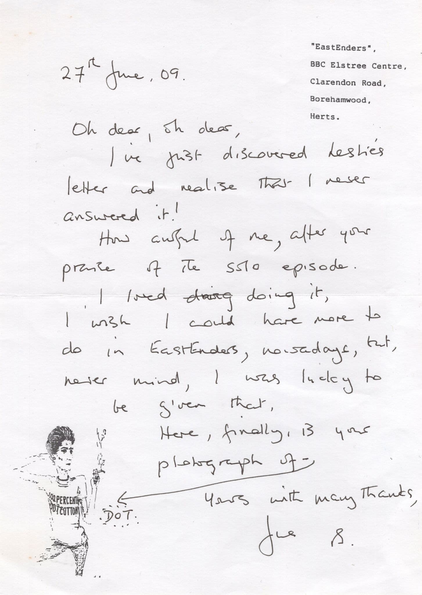June Brown Dot Cotton FULLY Hand Signed Written Letter + Picture