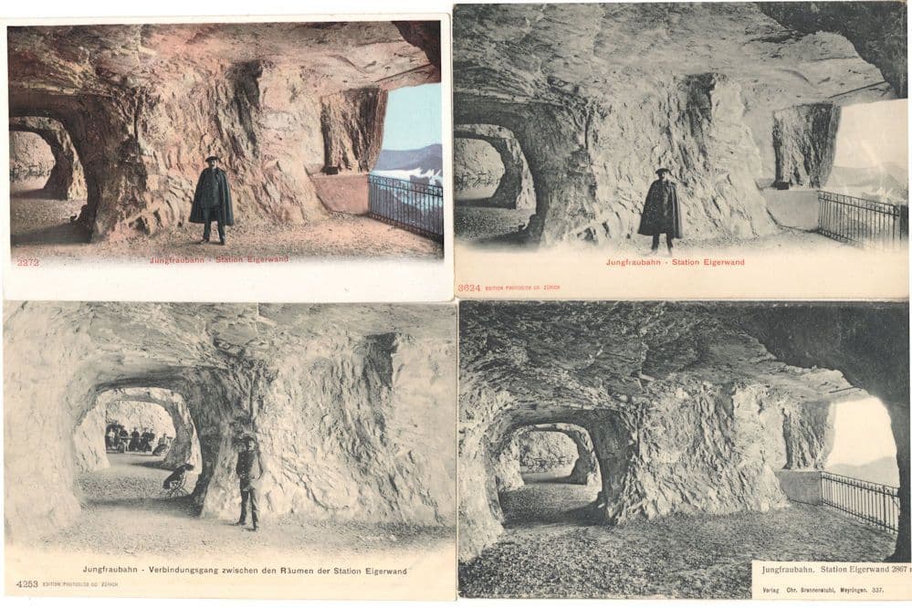 Jungfraubahn Eigerwand Switzerland Station Uniformed Staff 4x EX Postcard s