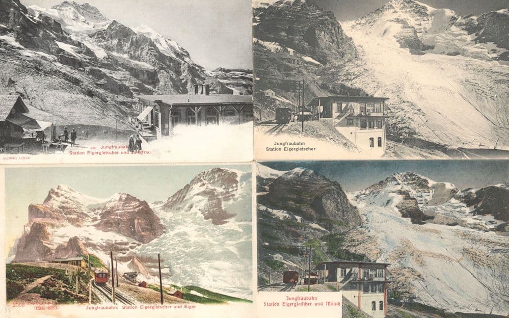 Jungfraubahn Station Eigergletscher 4x Old Switzerland Mint Postcard s