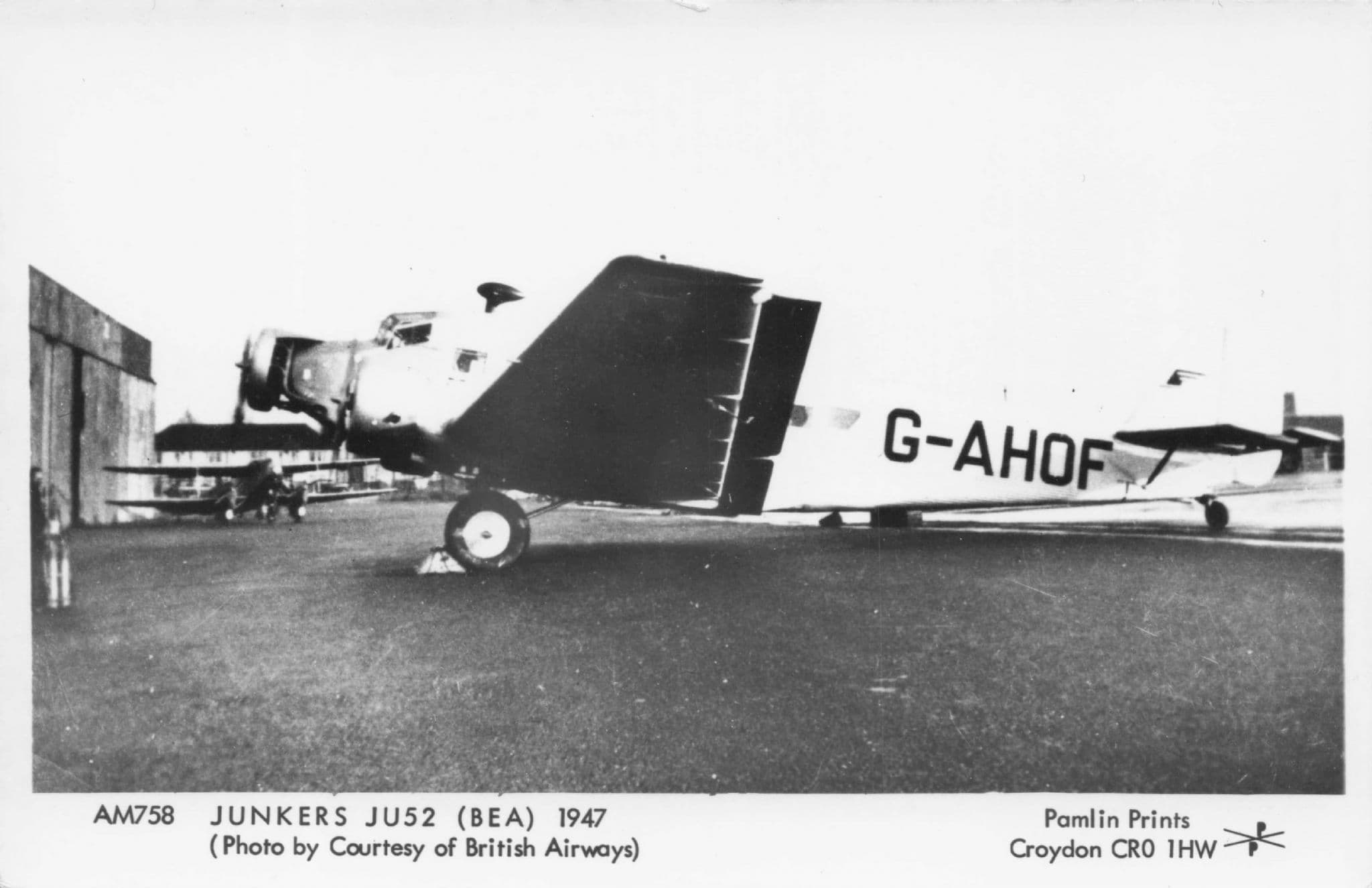 Junkers JU52 G-AHOF Plane in 1947 Aircraft Rare Photo Postcard