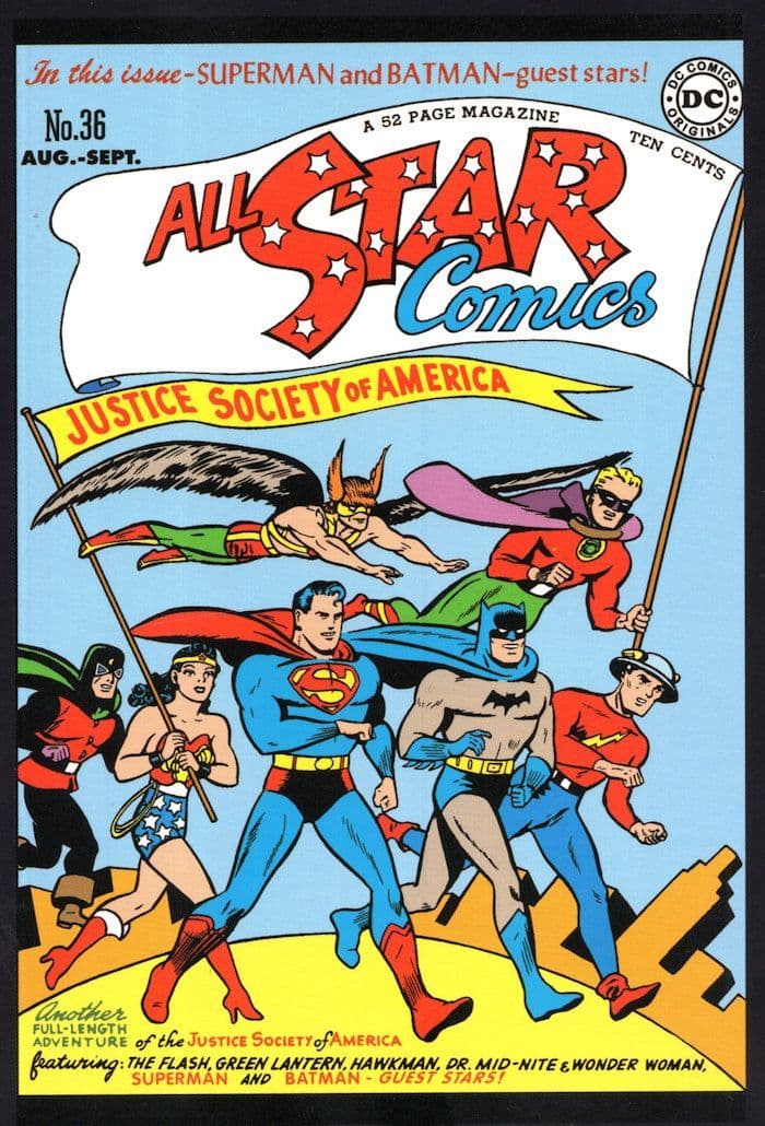 Justice Society Of America Wonder Woman All Star Comics Book Postcard
