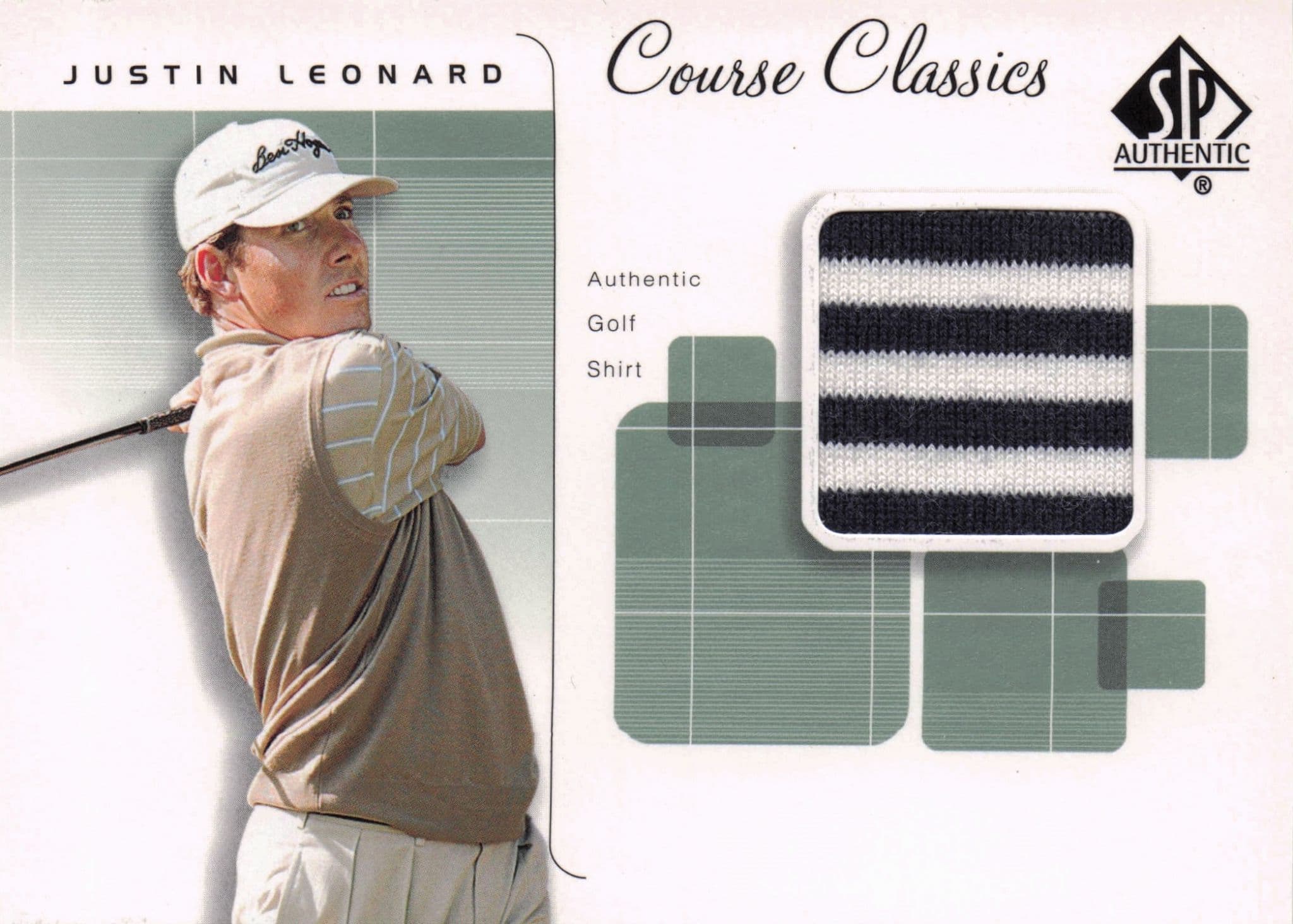 Justin Leonard Course Classics Upper Deck 2002 Real Relic Golf Shirt Card