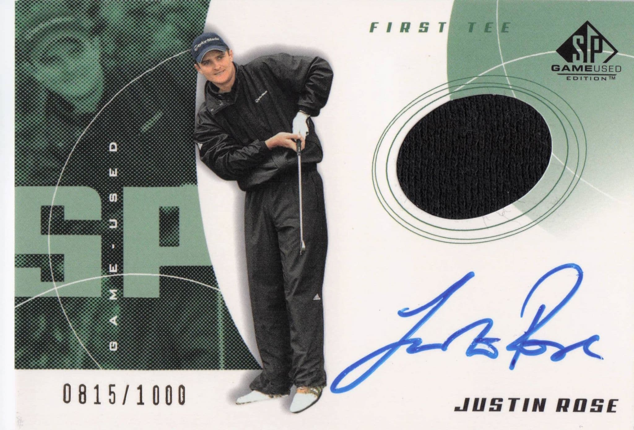 Justin Rose First Tee 2002 Golf Upper Deck Hand Signed Worn Shirt Card