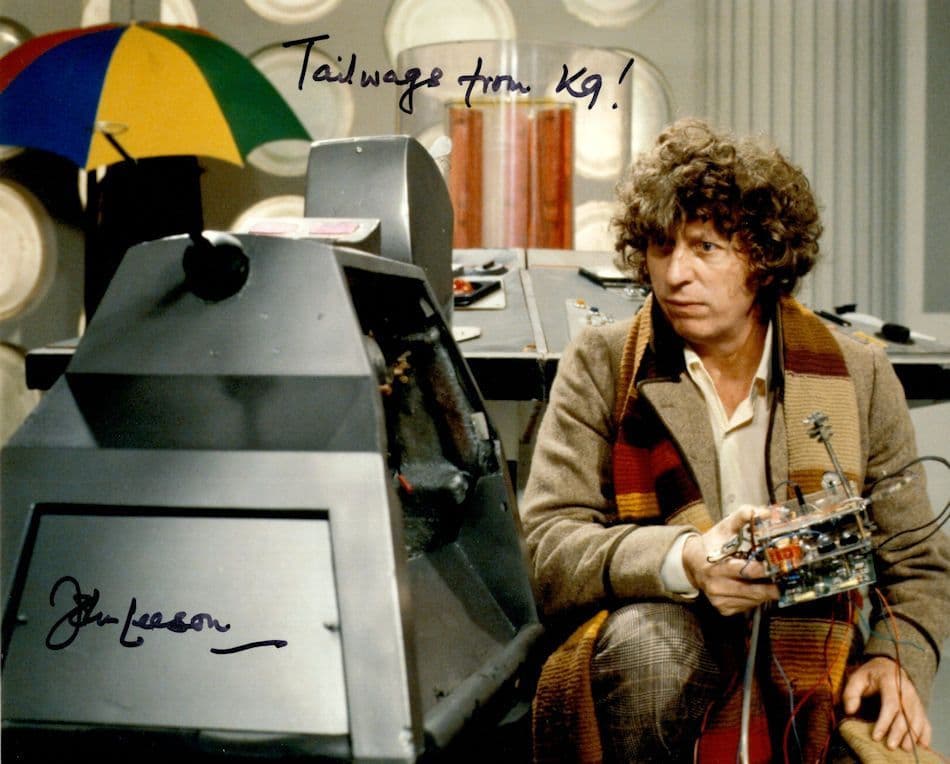 K9 John Leeson Dr Who And Tom Baker Large Hand Signed Photo