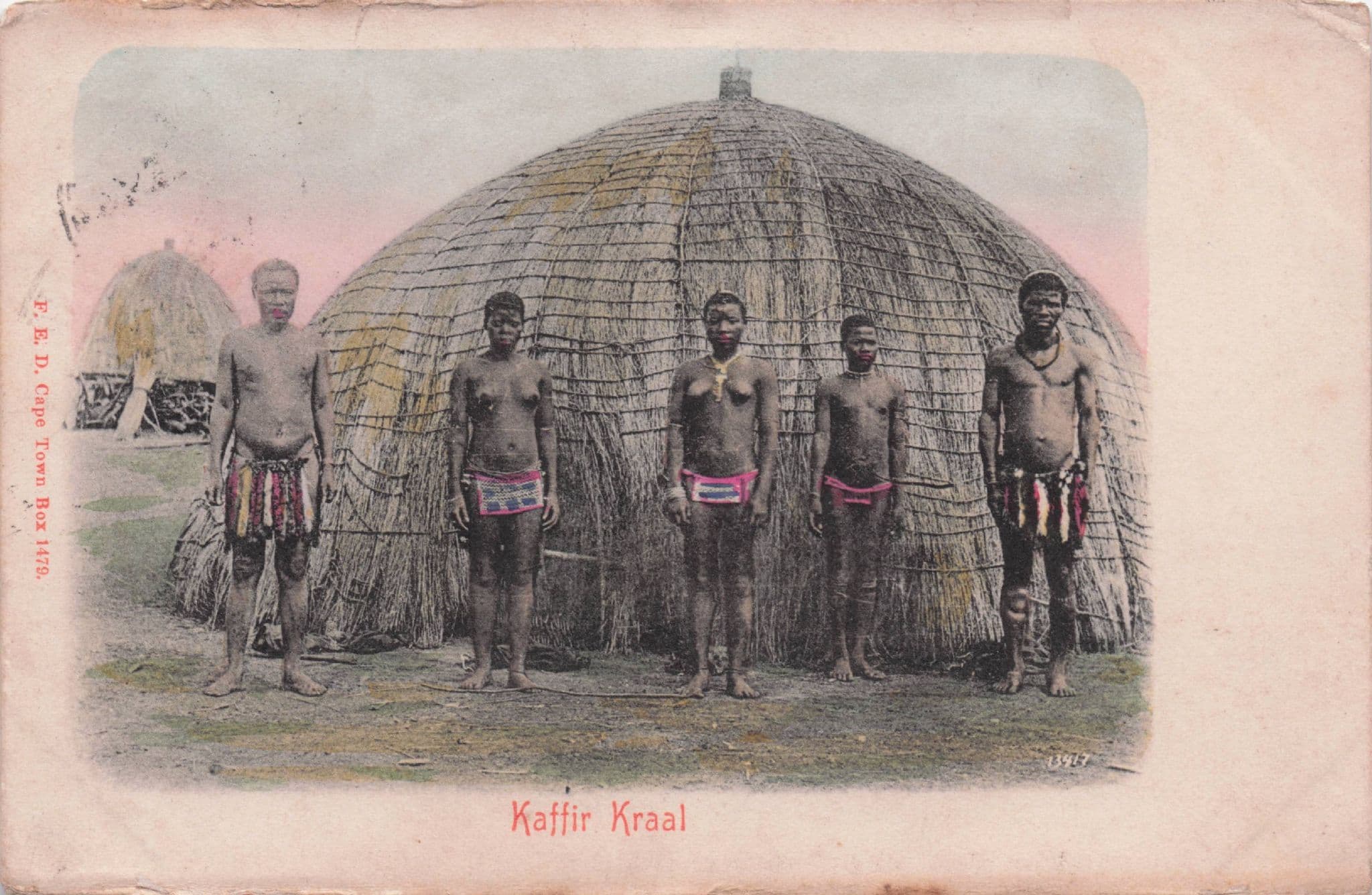 Kaffir Kraal Huts Risque Tribe Women WW1 Antique Postcard