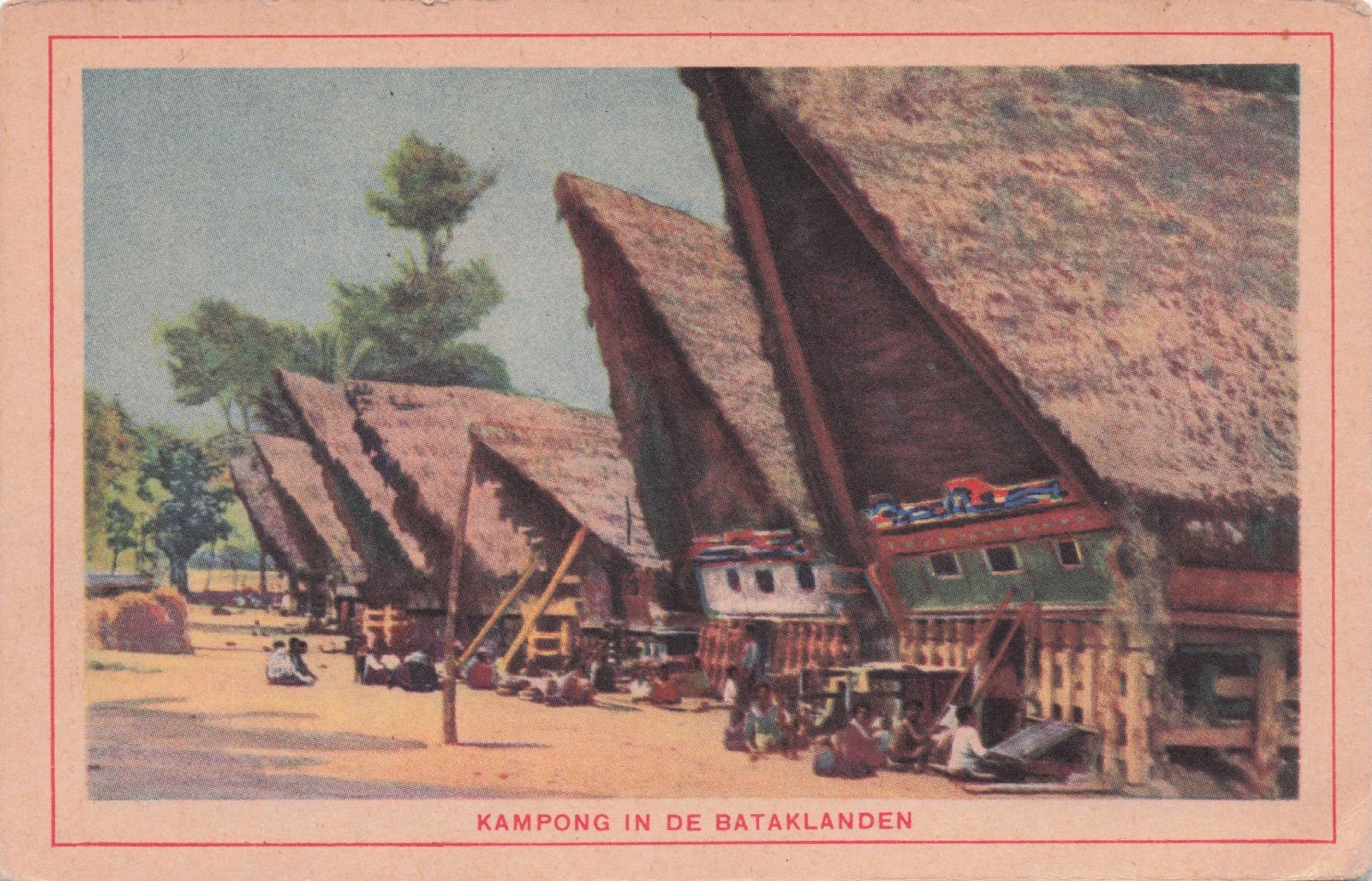 Kampong In De Bataklanden Indonesia Old Postcard