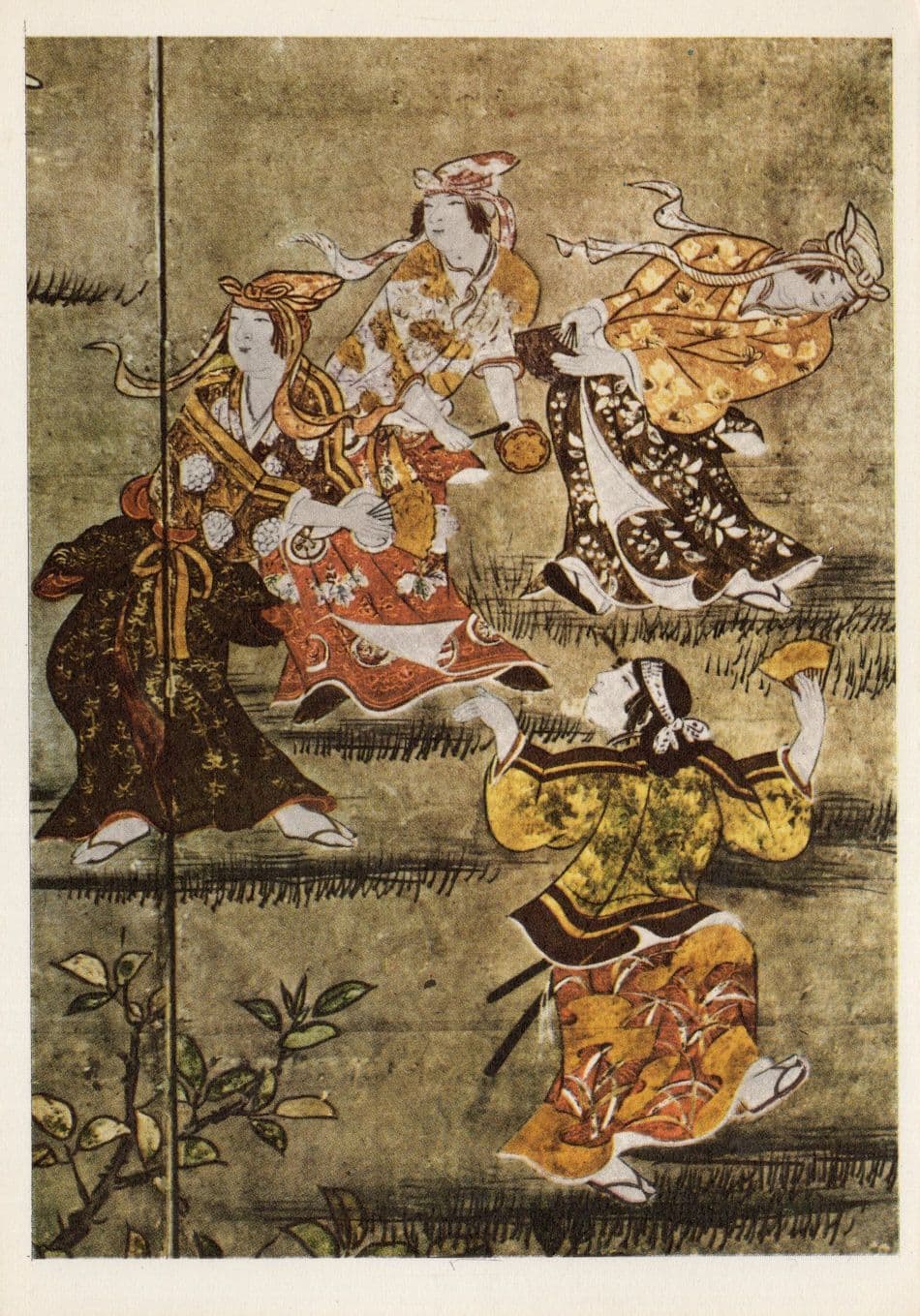 Kano Naganobu Japanese Dancers Old Painting Art Japan Postcard