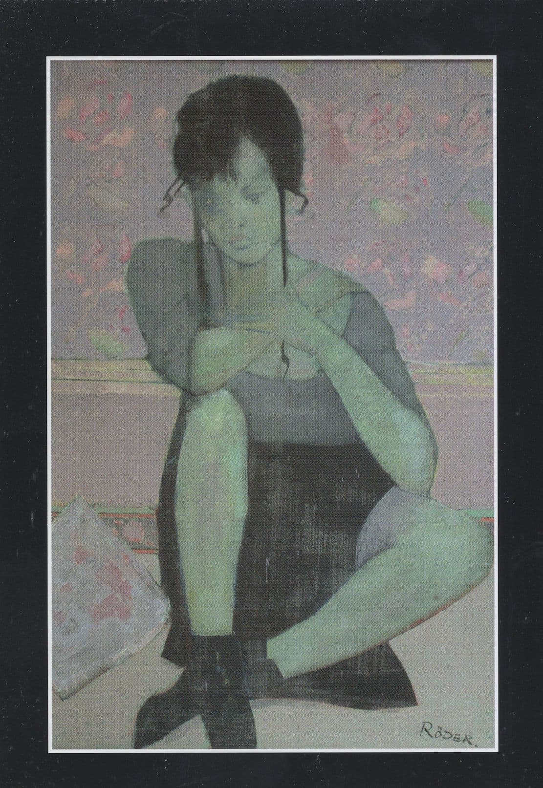 Karen Sitting On The Floor Endre Roder German Painting Postcard