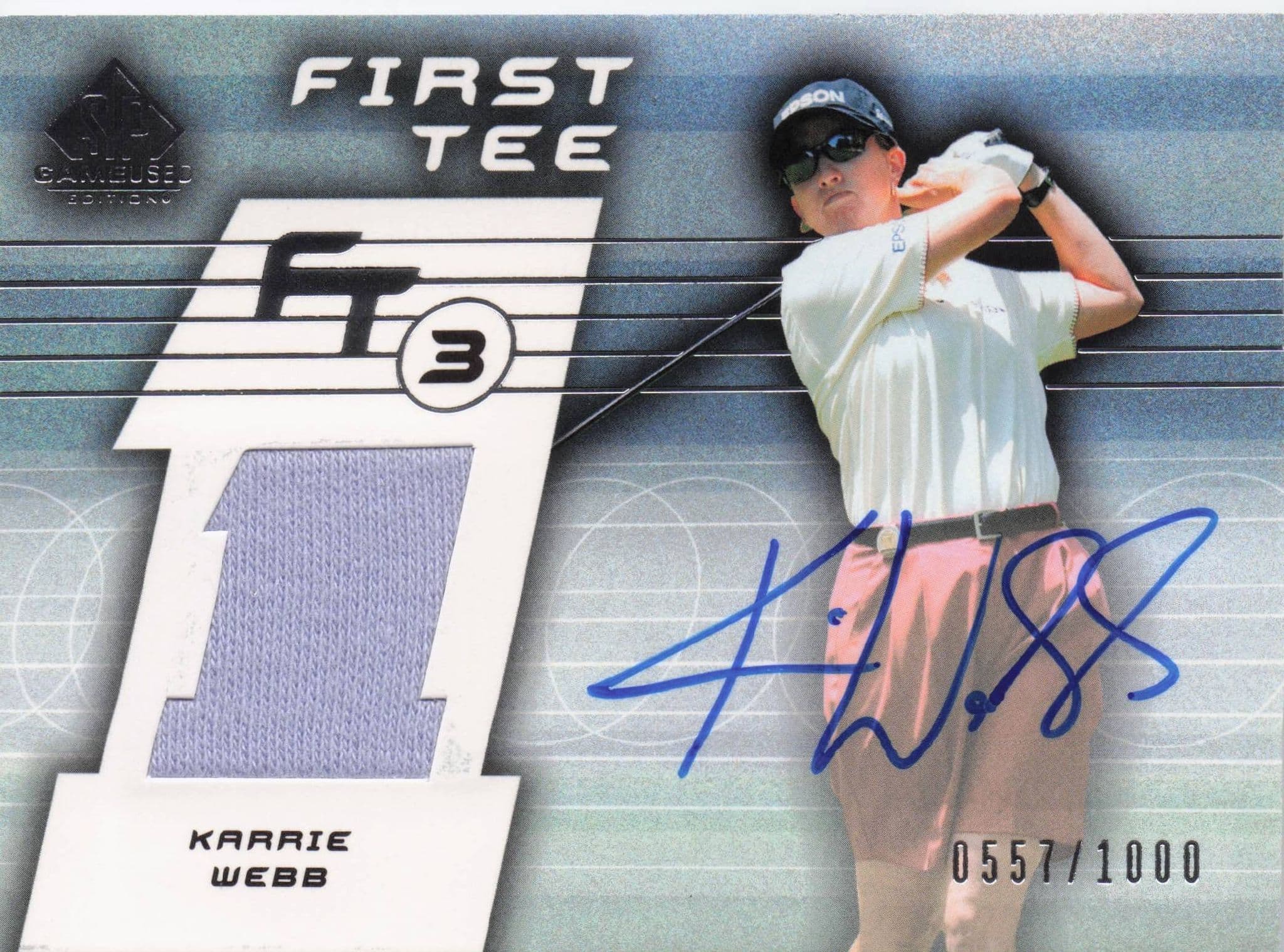 Karrie Webb First Tee SP 2003 Golf Hand Signed Worn PGA Shirt Card