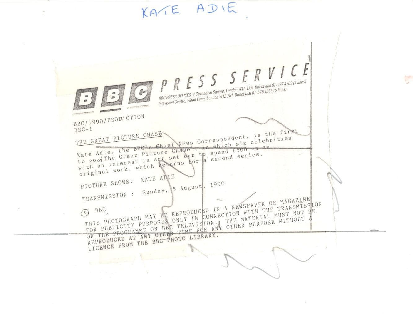 Kate Adie News Correspondent 1990 Great Picture Chase BBC TV Press Photo