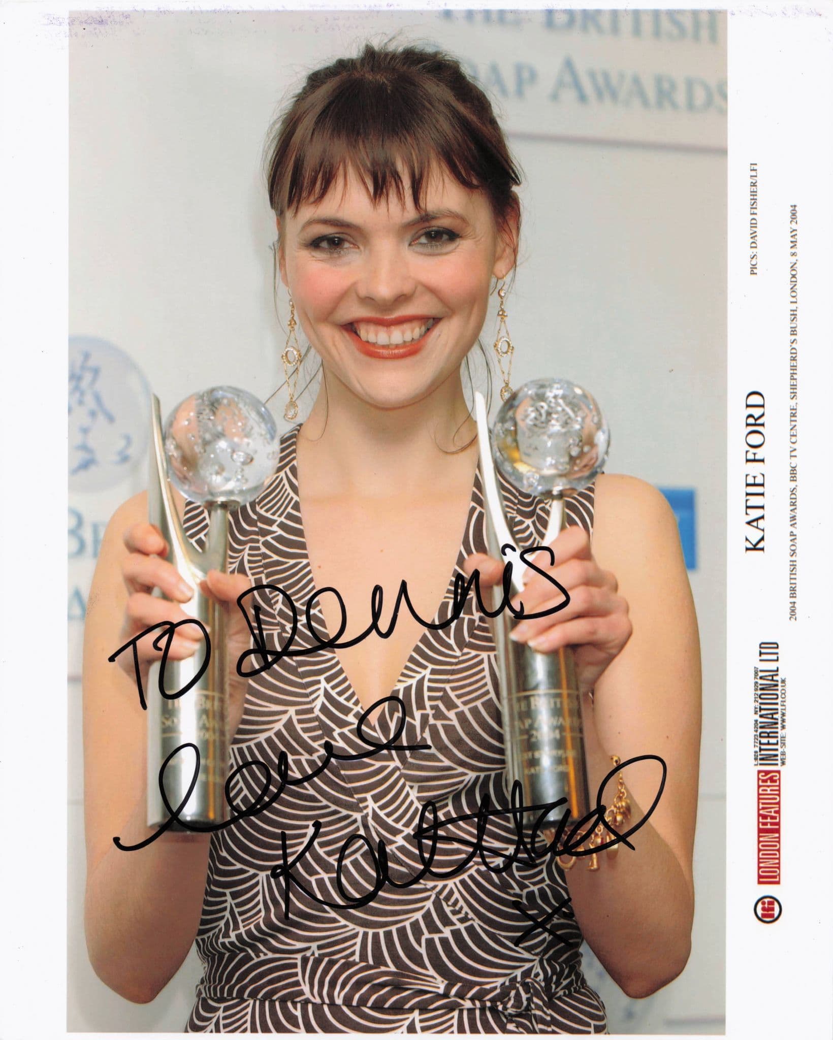 Kate Ford Coronation Street Wins 2004 British Soap Awards 10x8 Hand Signed Photo