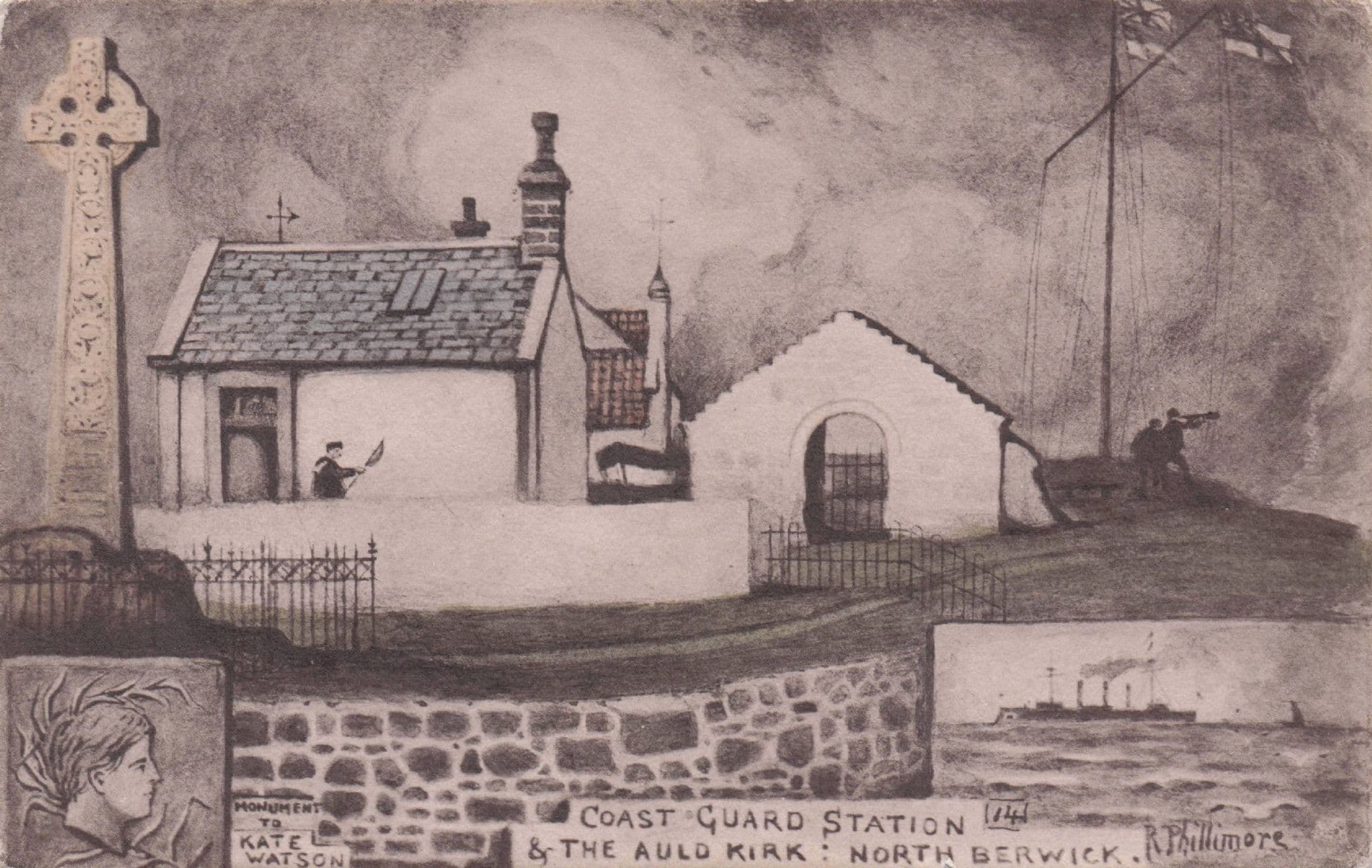 Kate Watson of North Berwick Coast Guard Station R Phillimore Old Postcard
