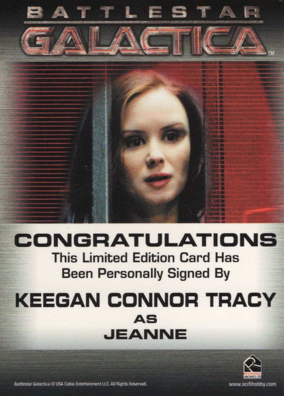 Keegan Connor Tracy as Jeanne Battlestar Galactica Hand Signed Photo Card