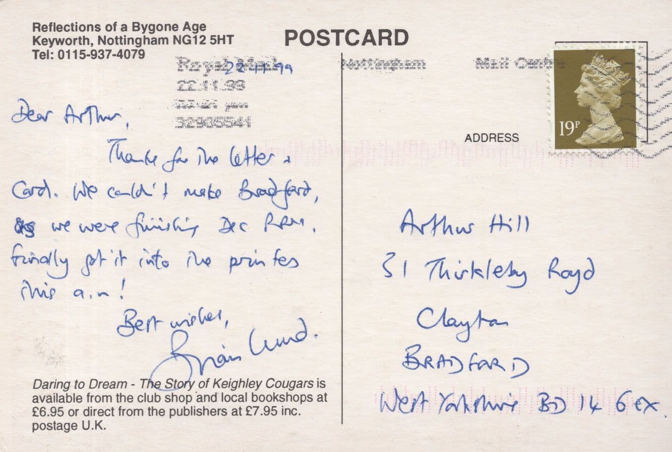 Keighley Cougars Nottingham Rugby Team Book Hand Signed Postcard