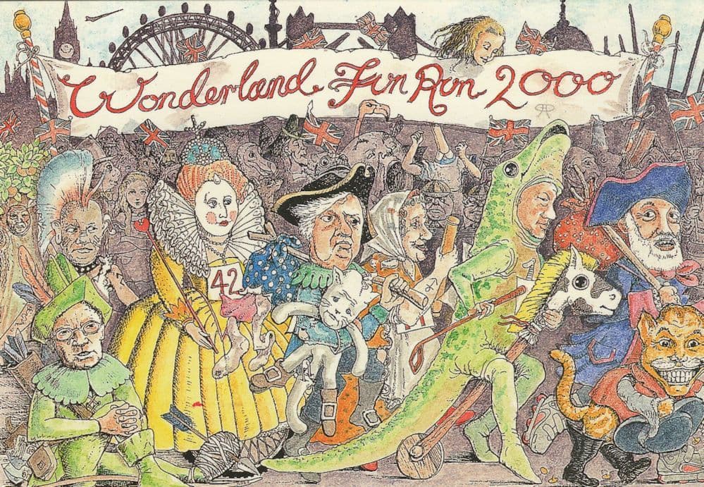 Ken Livingstone Mayor Of London Alice In Wonderland Comic Postcard