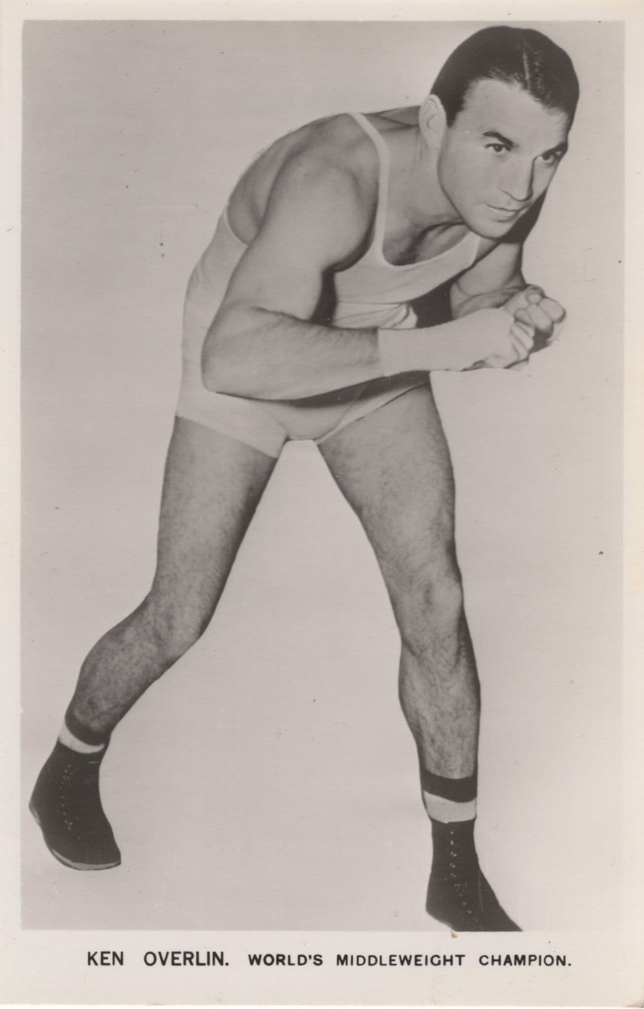 Ken Overlin USA Boxing Champion WW1 War Old RPC PB Postcard