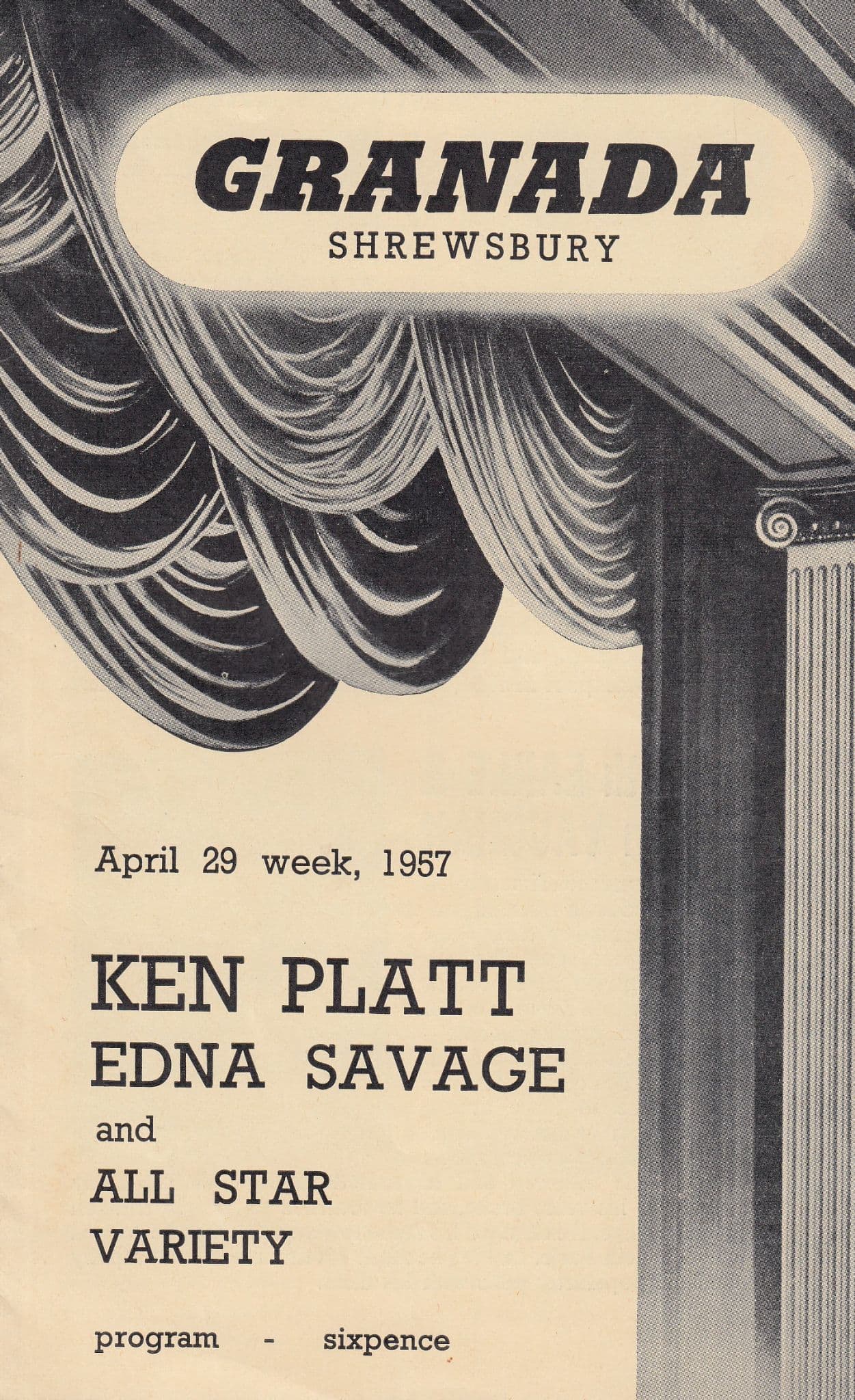 Ken Platt Edna Savage Granada Shrewsbury 1950s Shropshire Theatre Programme