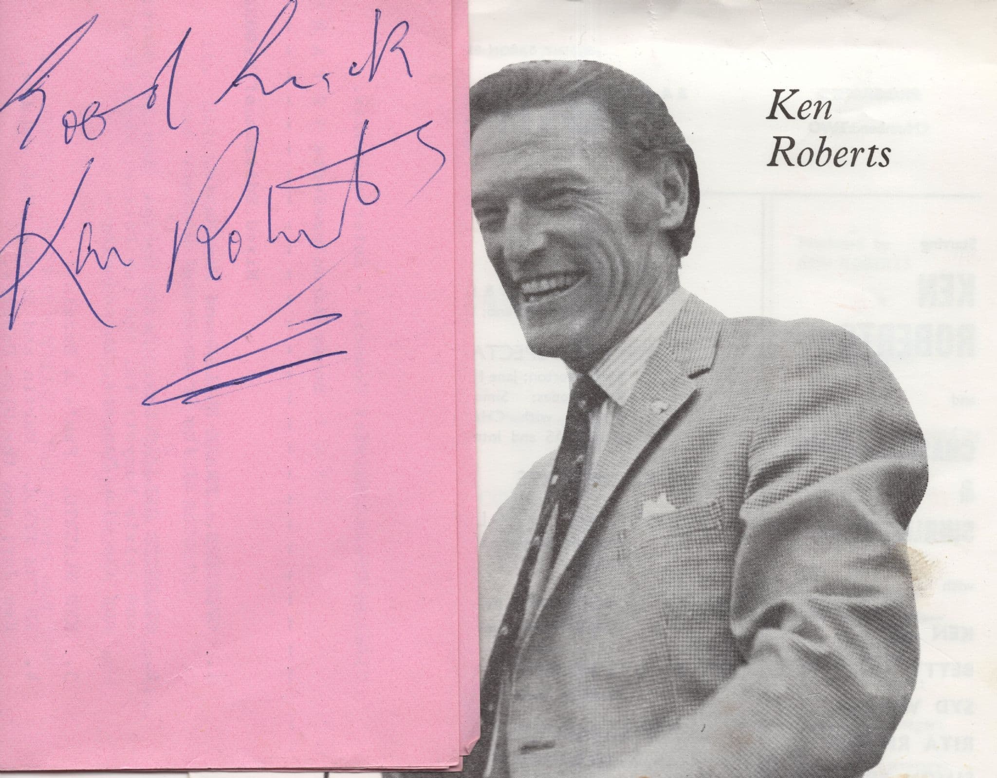 Ken Roberts Bunny Baron Clacton On Sea 3x Hand Signed Theatre Programme