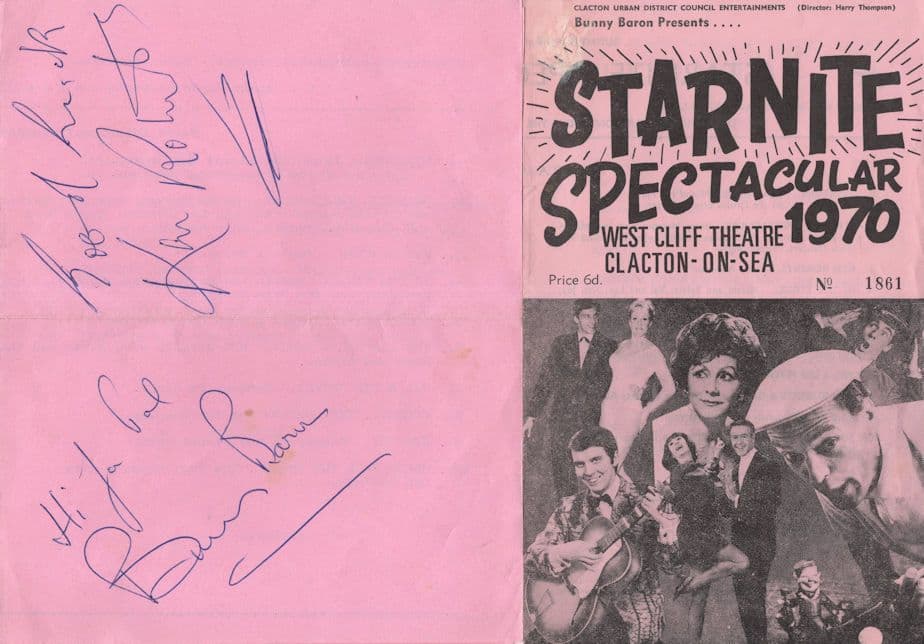 Ken Roberts Bunny Baron Clacton On Sea 3x Hand Signed Theatre Programme