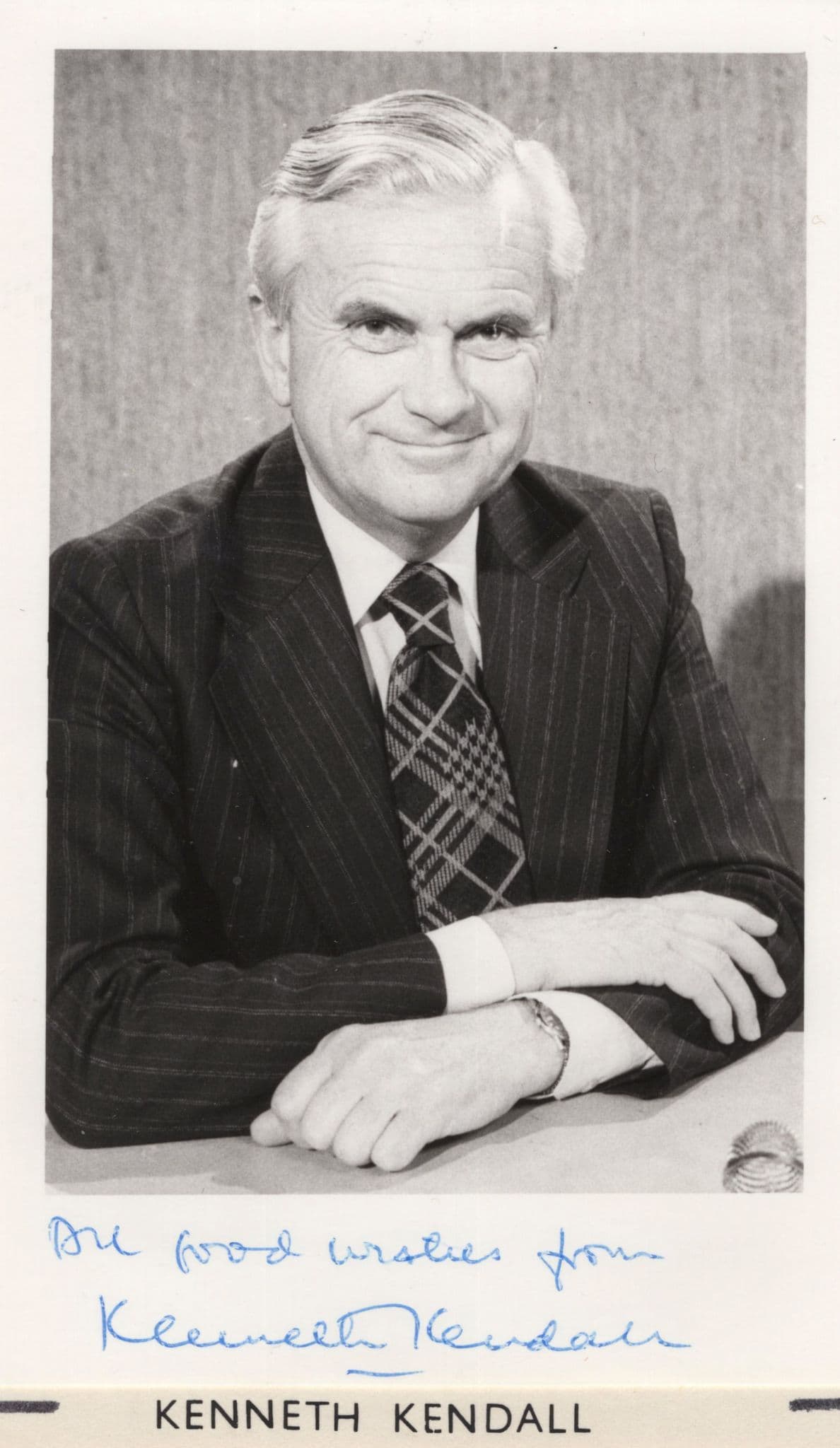 Kenneth Kendall Vintage BBC News Reader Mounted Hand Signed Photo