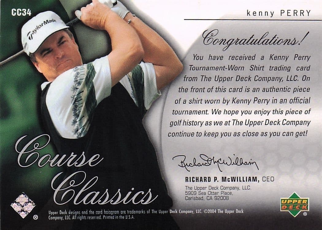 Kenny Perry Course Classics 2004 Authentic Tournament Upper Deck Golf Shirt Card