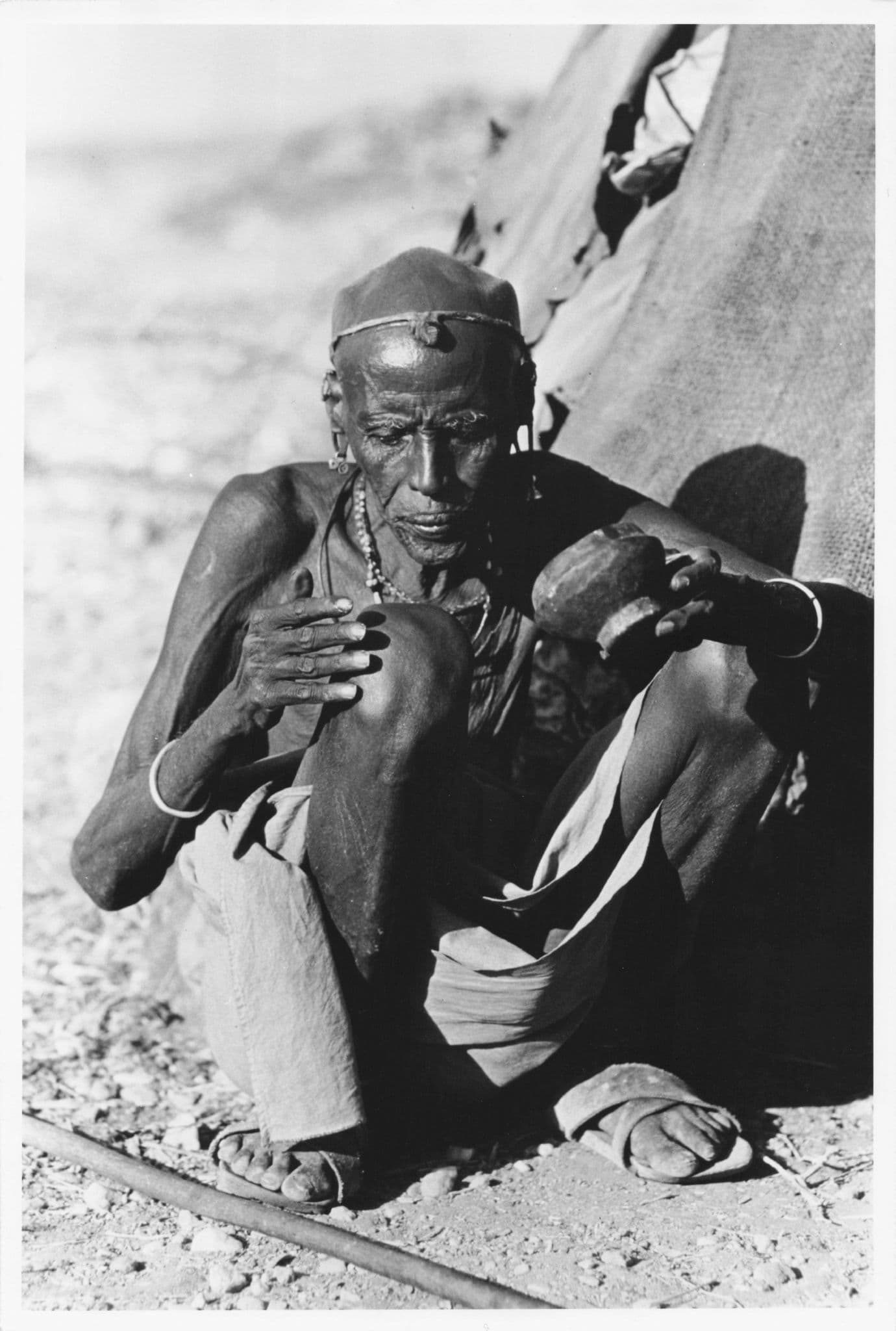 Kenya Old Warrior Man Drinking Bowl Official Large 10x8 Vintage African Photo