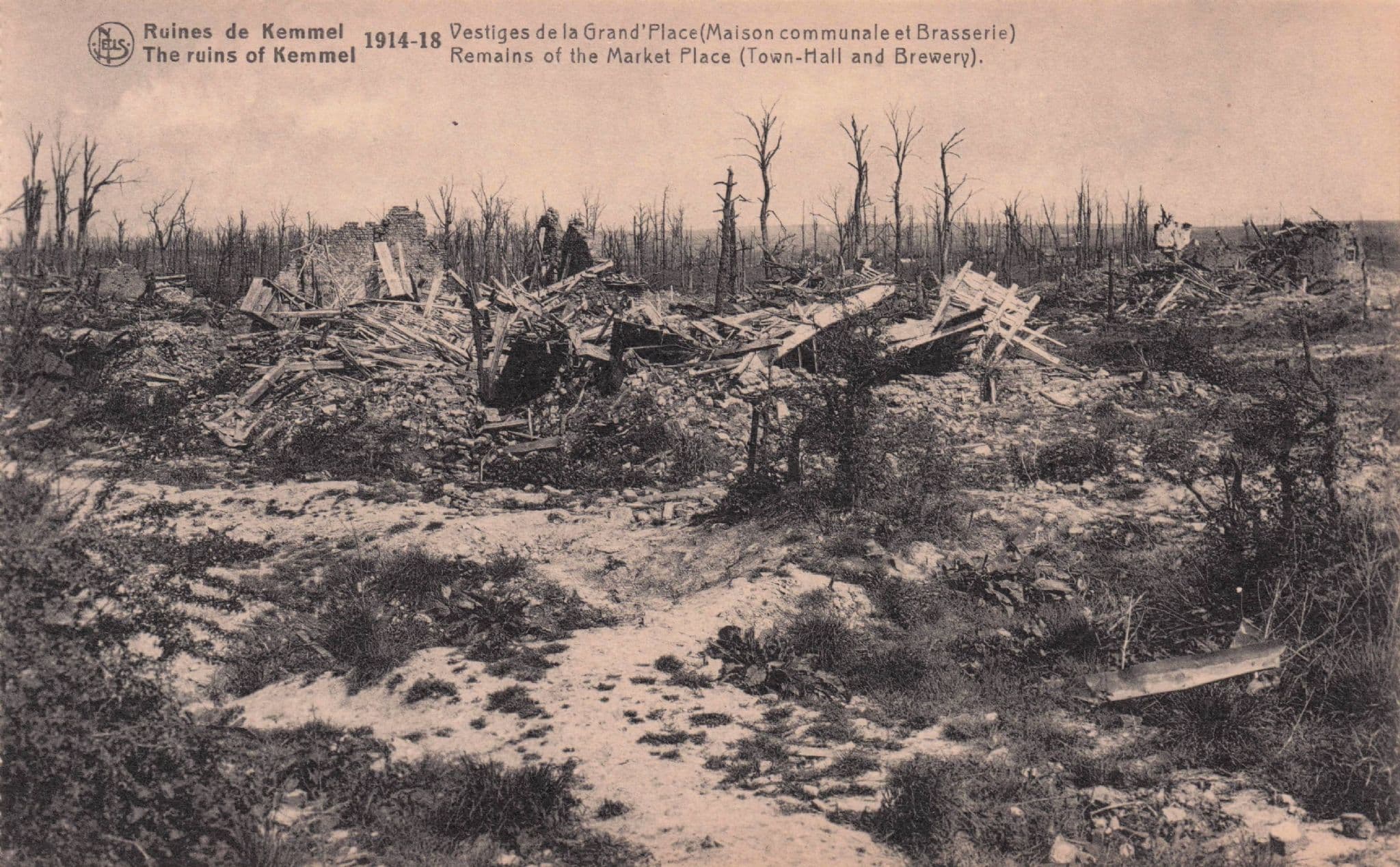 Keppel Market Place After WW1 Bomb Damage War Belgium Old Postcard