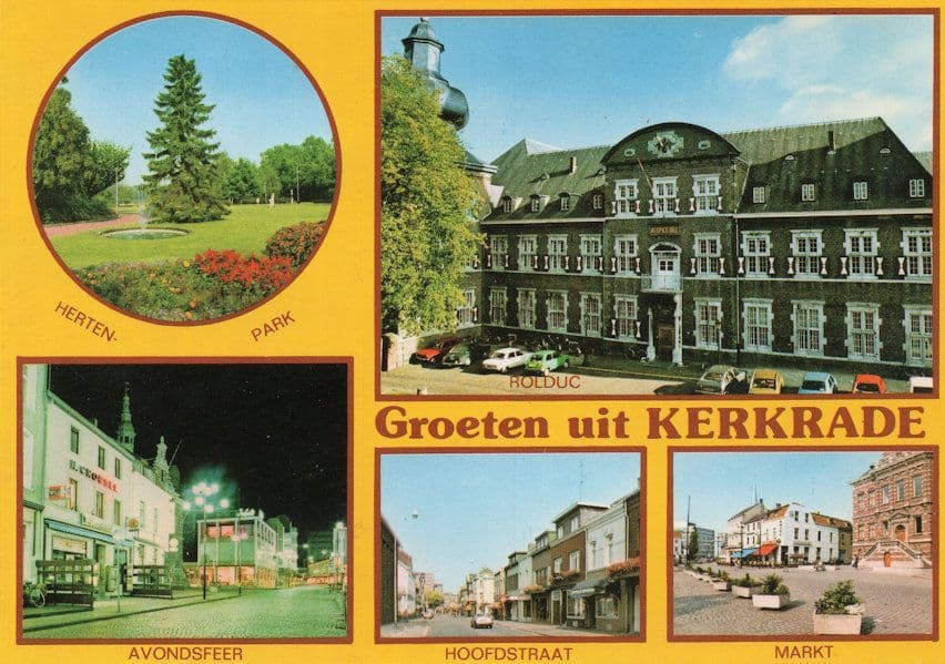 Kerkrade Markt Hoofdstraat Avondsfeer German Postcard