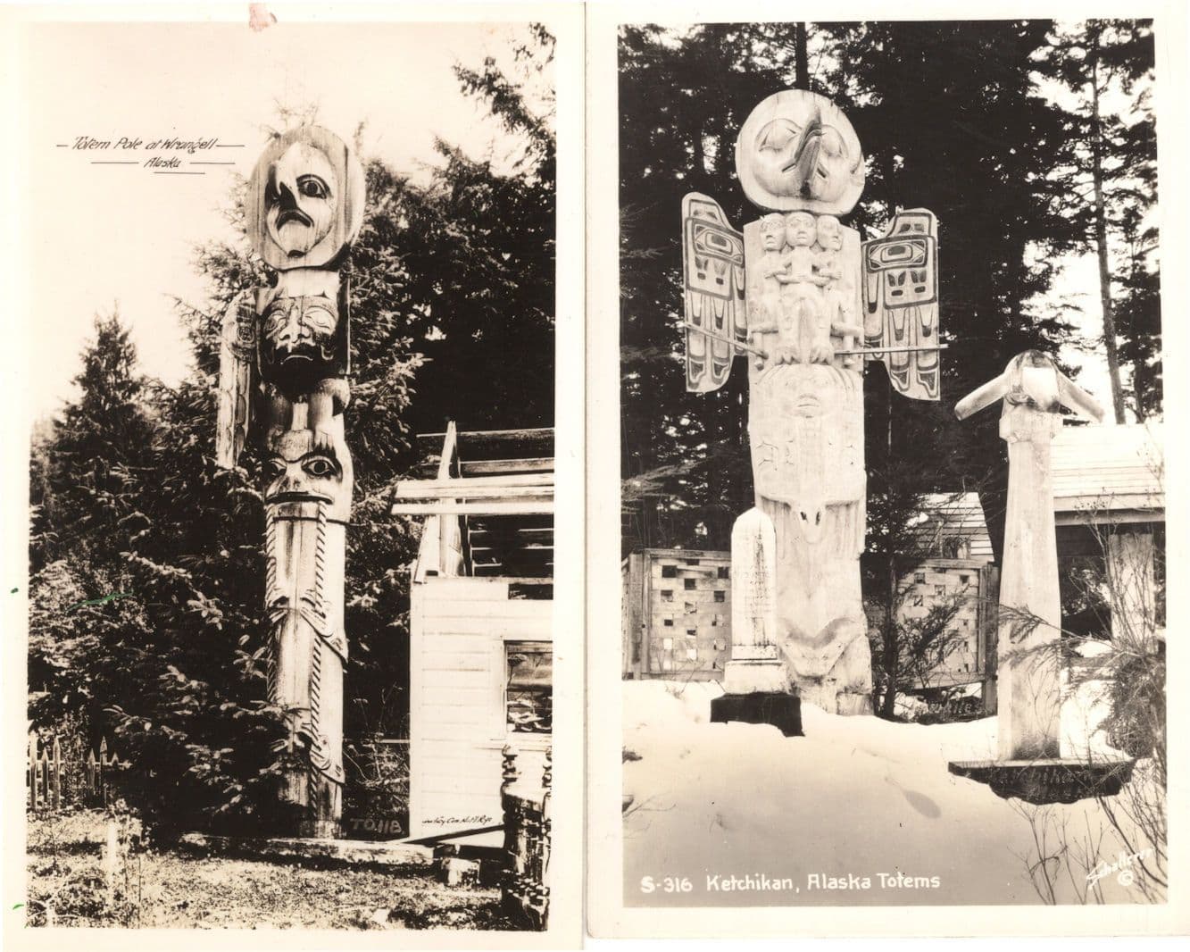 Ketchikan Alaska Totem Pole s Real Photo 2x Old Rare American Postcard s
