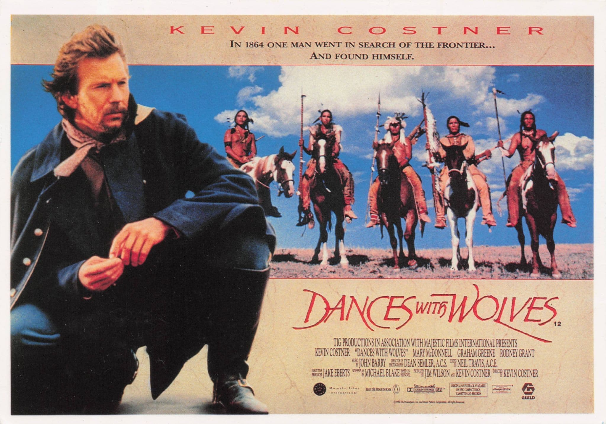 Kevin Costner Dances With Wolves Film Poster Postcard
