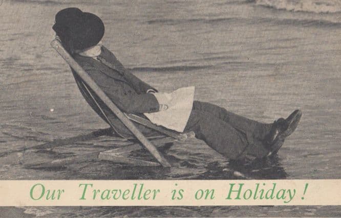Keystone Wine Alcohol Delivery Man Is Drunk Beach Antique Advertising Postcard