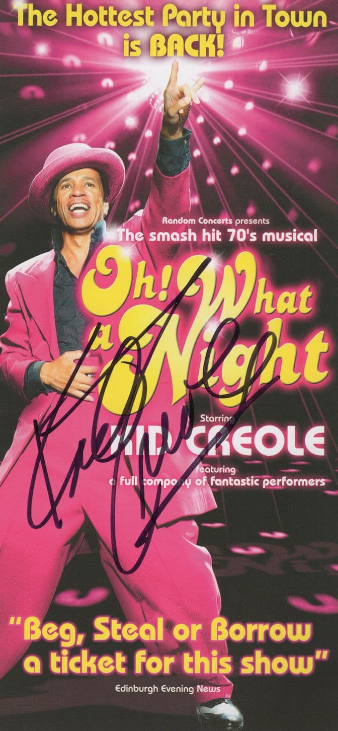 Kid Creole Oh What A Night Musical Hand Signed Theatre Flyer