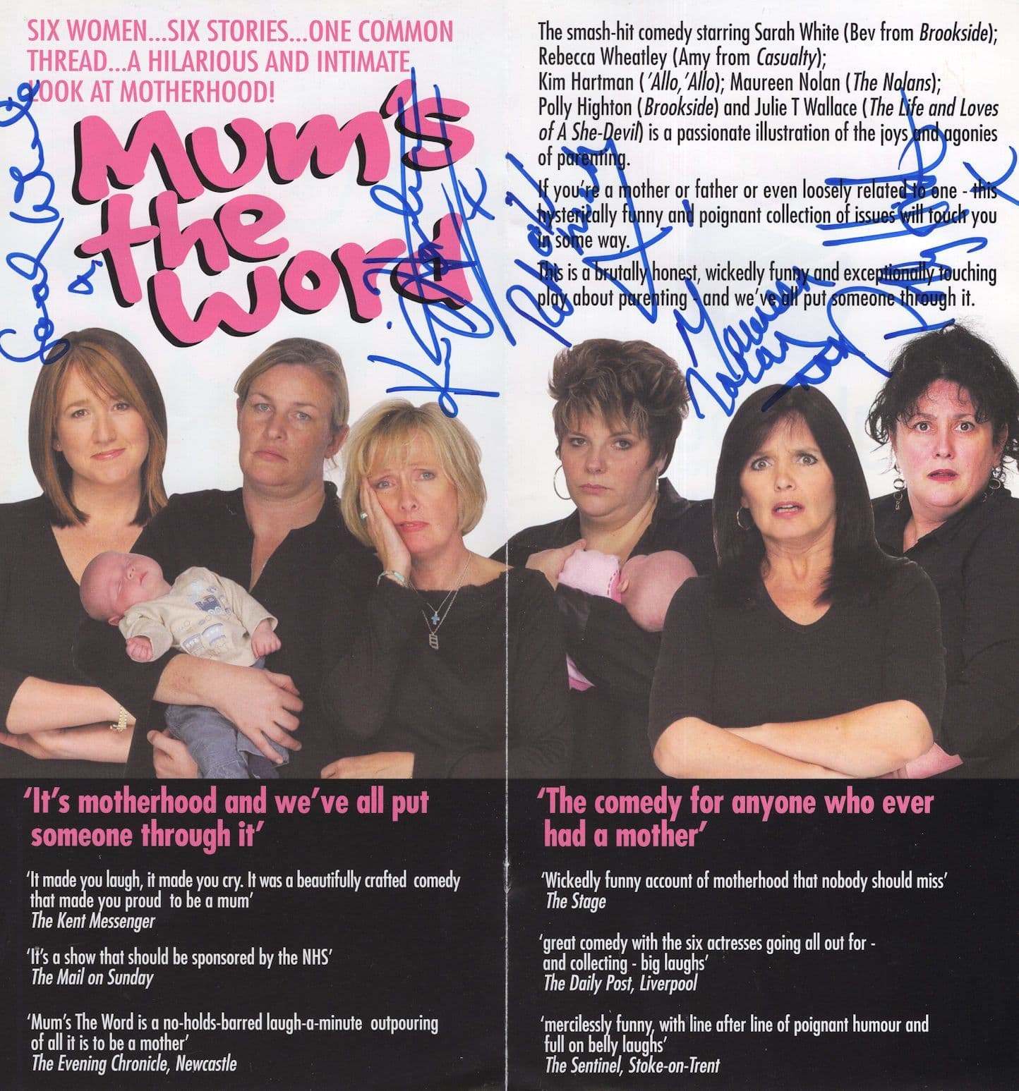 Kim Hartman The Nolans Brookside Casualty MULTI 5x Hand Signed Flyer