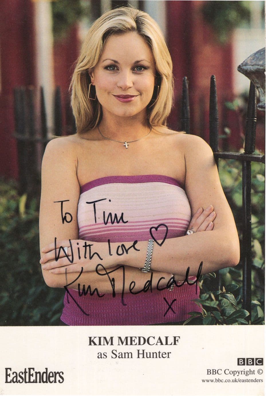 Kim Medcalf Sam Mitchell in Eastenders Hand Signed Cast Card