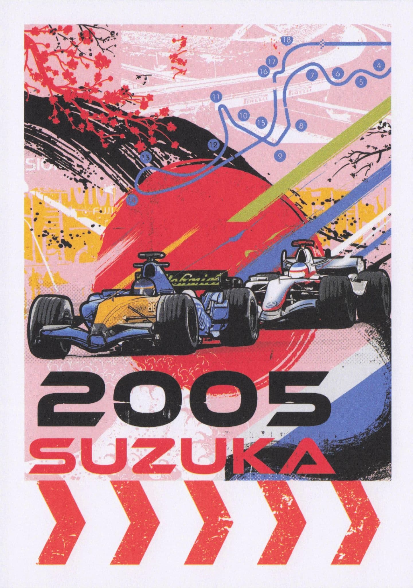 Kimi Raikkonen Suzuka 2005 Japanese Grand Prix Painting Postcard
