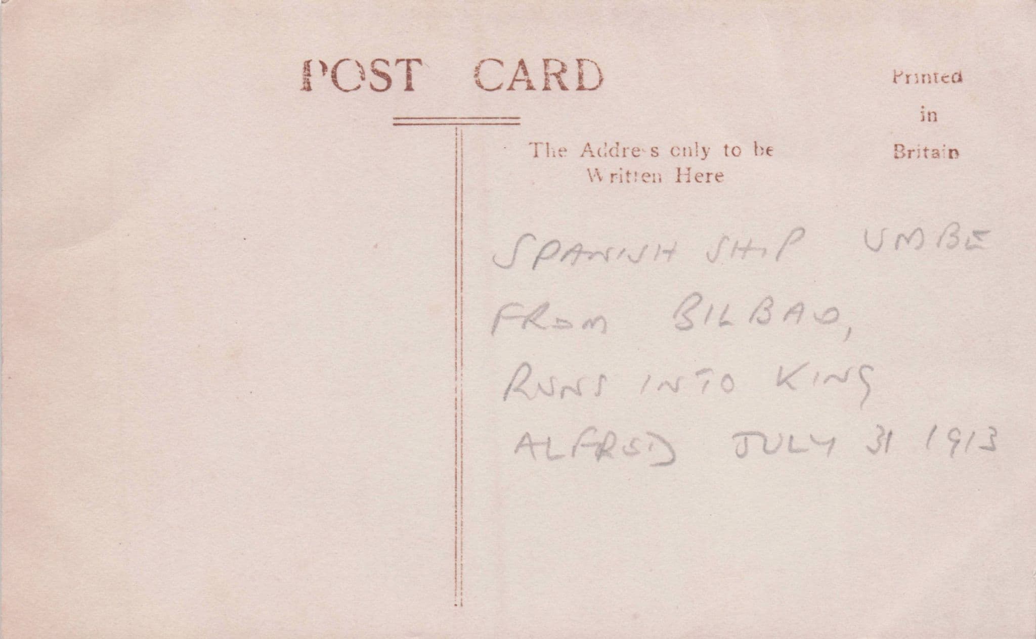 King Alfred Navy Ship + Spain Spanish Boat Real Photo 1913 Antique Postcard