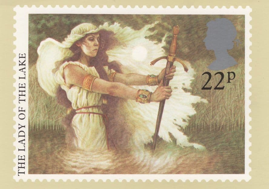 King Arthur The Lady Of The Lake Excalibur Rare Postcard